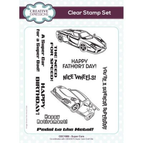 Super Cars 6 in x 8 in Clear Stamp Set - Dream car Collection CEC1089